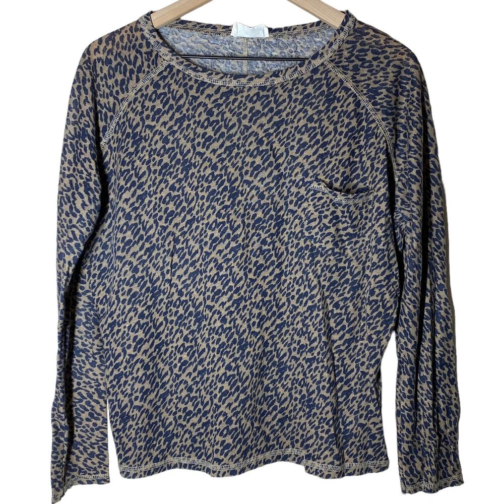 Zara‎ Women's Trafaluc Leopard Linen Blend Long Sleeve Pocket Blouse Size Medium